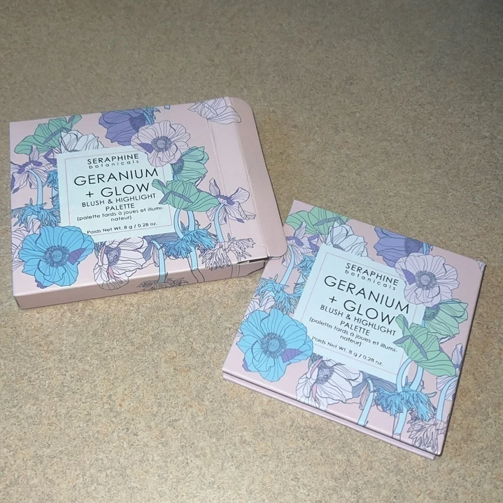 Seraphine Botanicals Geranium + Glow Blush‎ & Highlight Palette NEW -Heliopink